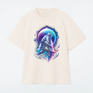 Wolf Forest Moon Vintage Cosmic Howling Wolf Lover Graphic T-Shirt